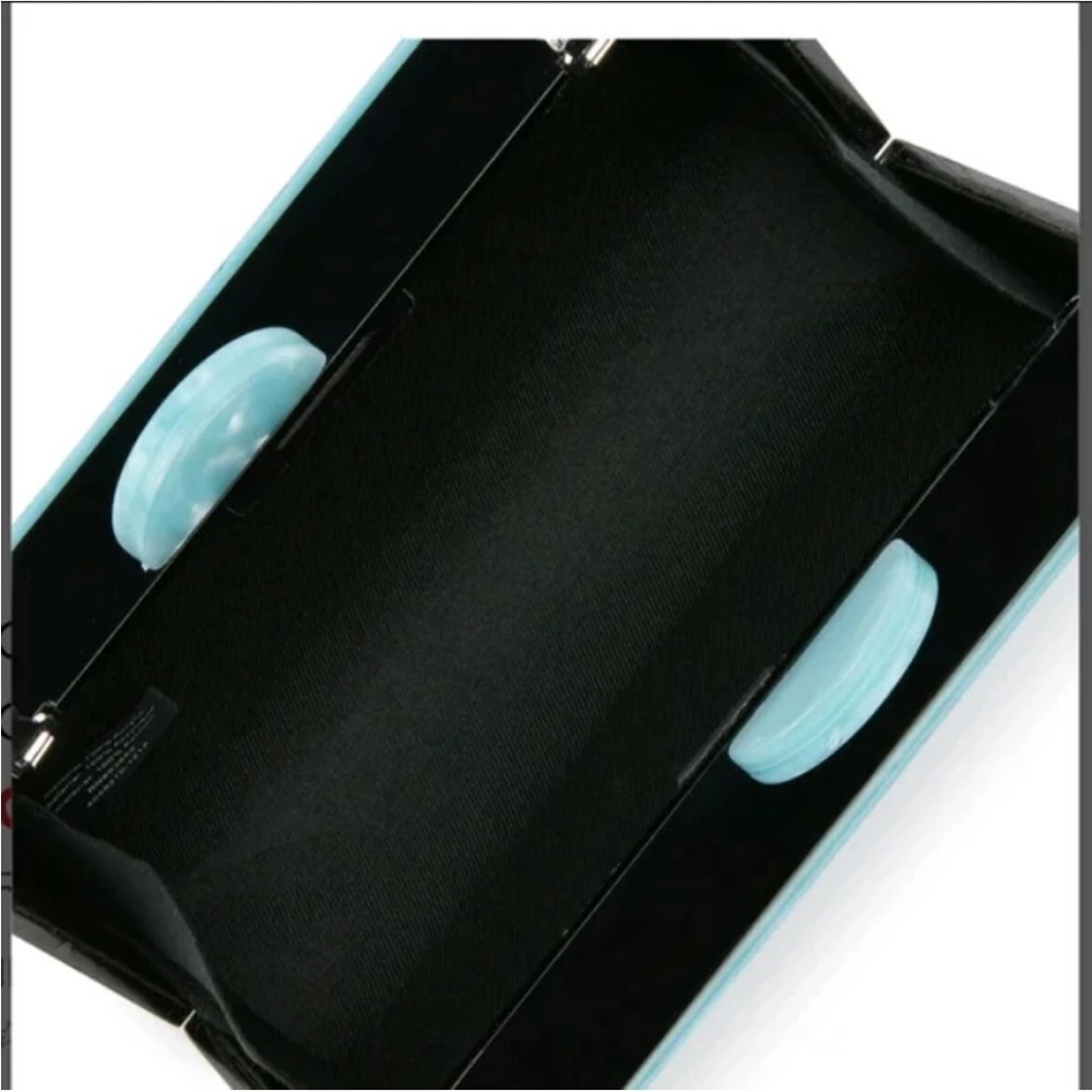 SAM EDELMAN CIRUS #Vacay EVENING BAG CLUTCH ACRYLIC CROSSBODY LT BLUEISH SILVER - Picture 4 of 7